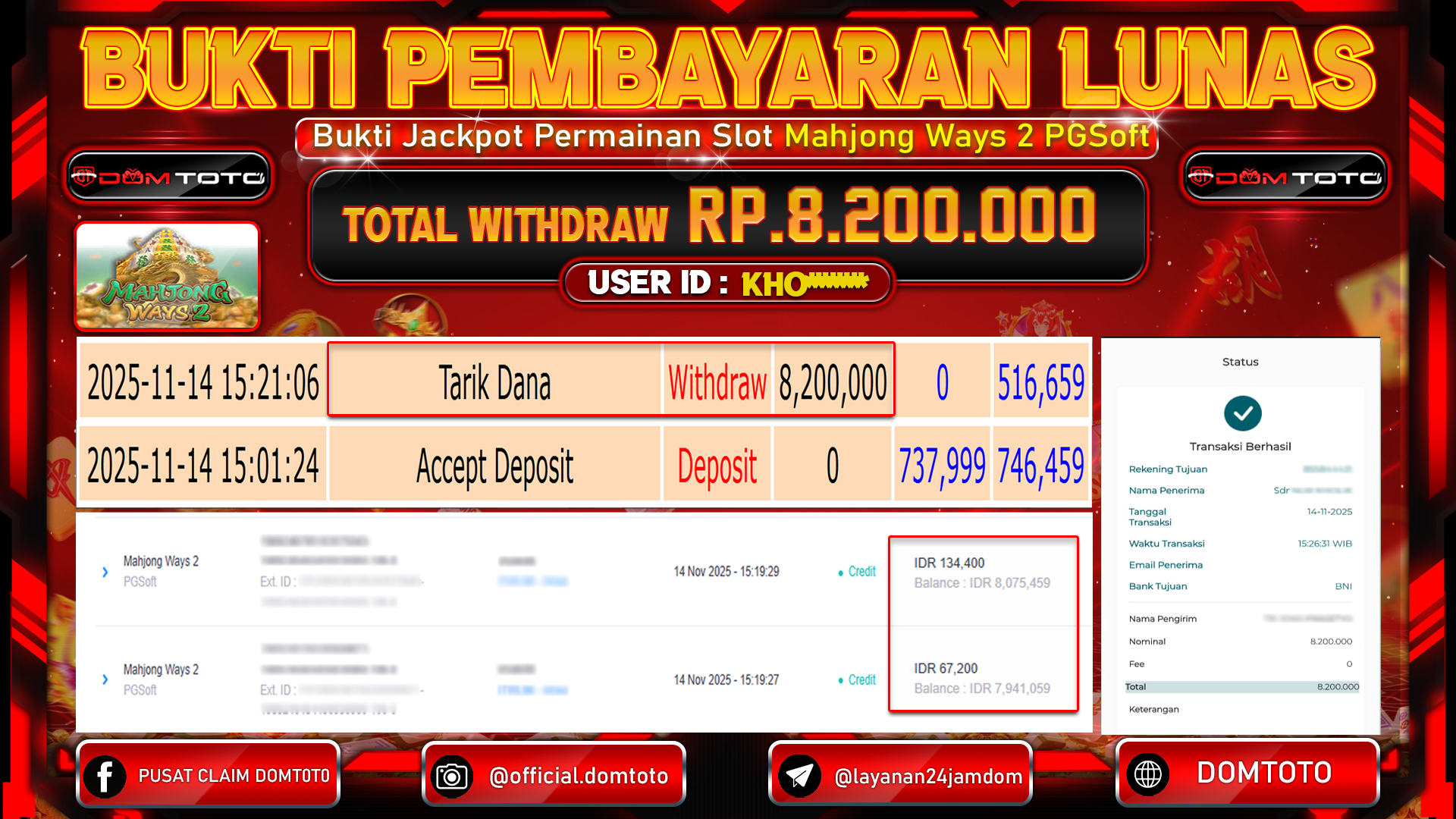 JACKPOT SLOT Mahjong Ways 2 PGSoft 14 NOVEMBER 2025